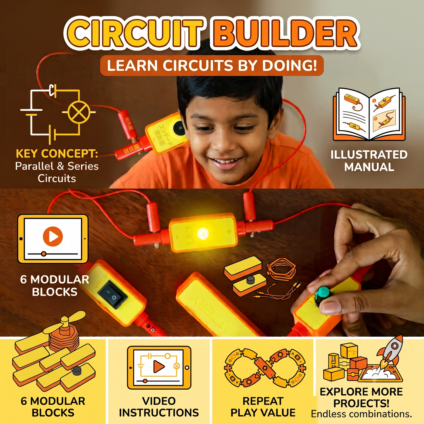 Circuit Builder | 6-14 years| DIY STEM Construction Toy