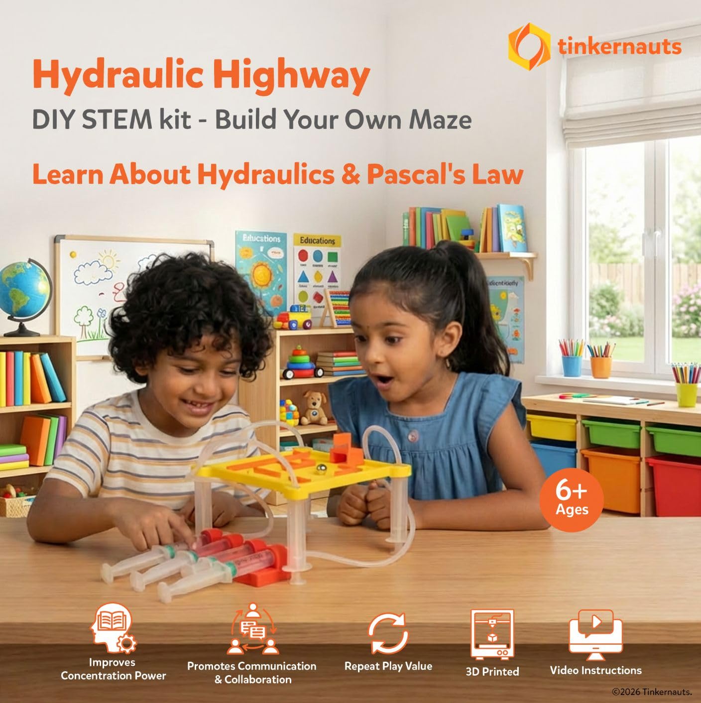 Hydraulic Highway (Ages 6+) (6 years or older) – STEM Kit for Kids | Tinkernauts