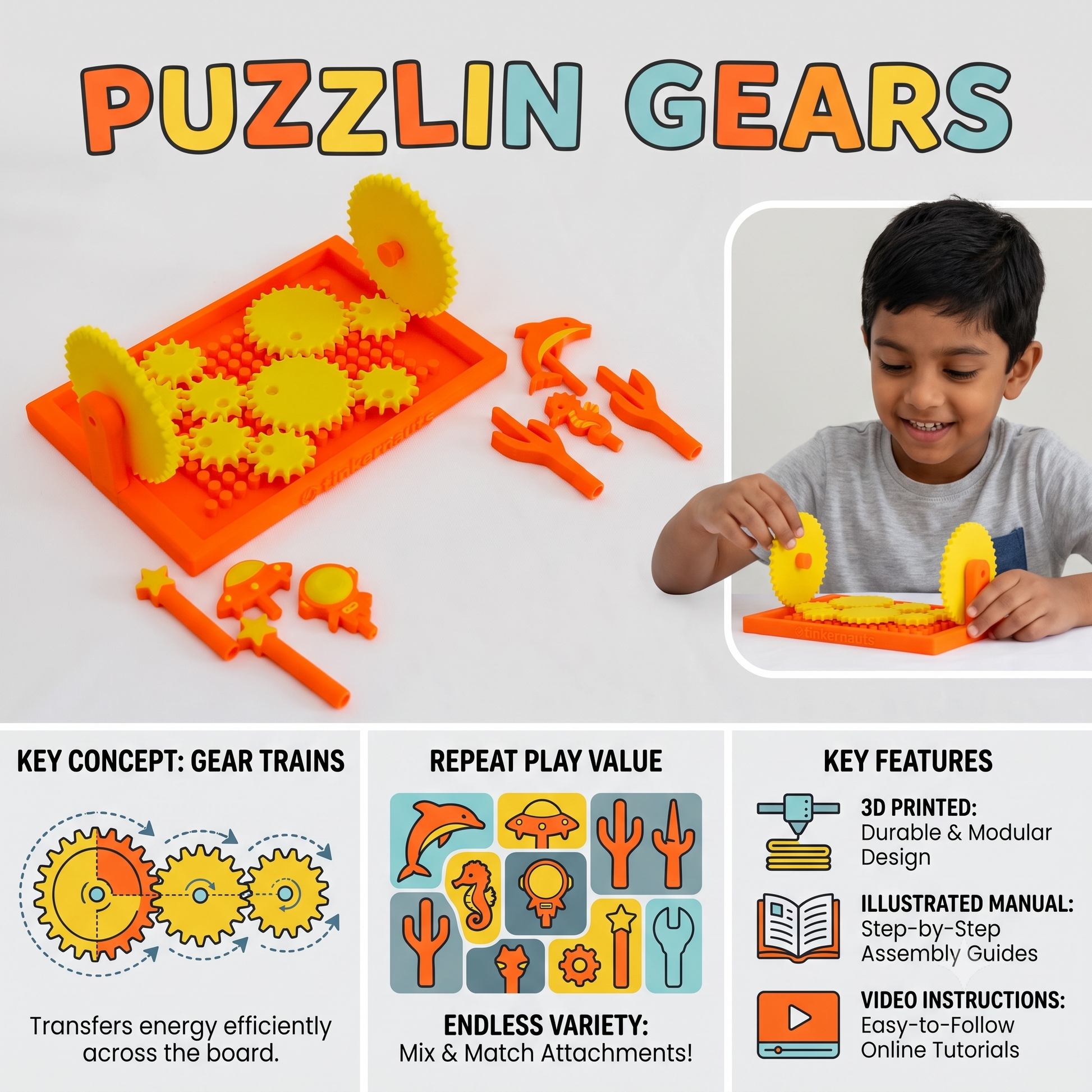 Puzzlin Gears | 4-14 years| DIY STEM Construction Toy