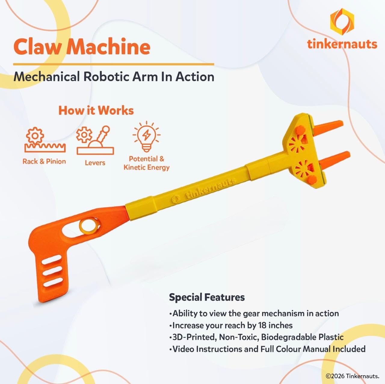 Claw Machine (Ages 6+) (with extension) – STEM Kit for Kids | Tinkernauts