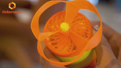 Demo video of a child assembling and testing a STEM engineering DIY kit for hands-on learning – Tinkernauts