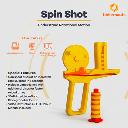Spin Shot (Ages 6+) (two magazines & discs) – STEM Kit for Kids | Tinkernauts